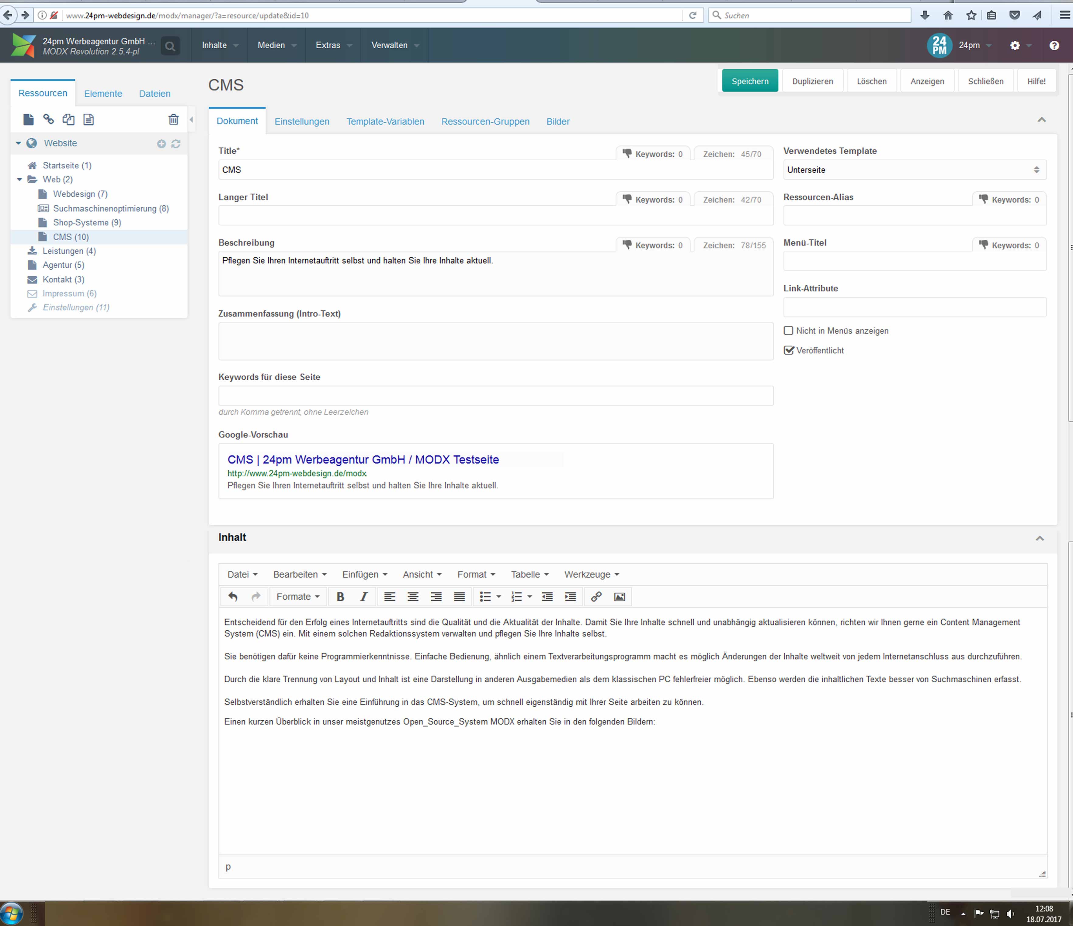 Content Management Systeme, CMS / Web / 24pm Werbeagentur GmbH / MODX ...
